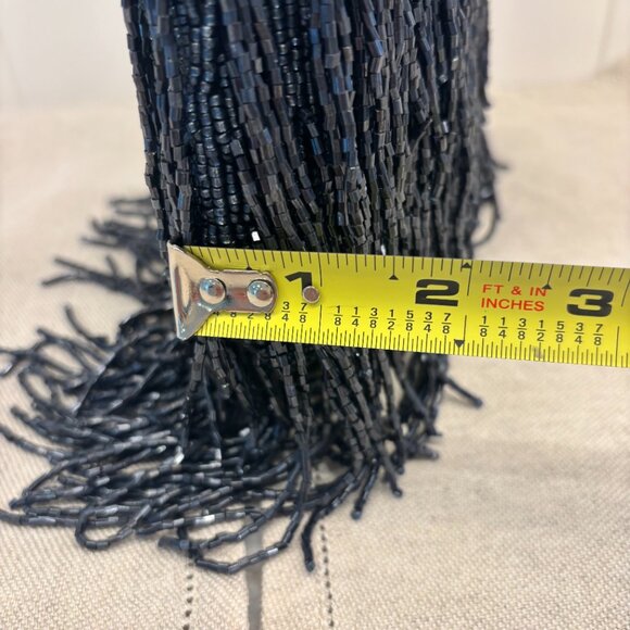 Viral Beaded Fringe Shoulder Bag - Navy Blue - Made in India - Picture 12 of 13